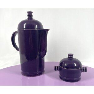 Vintage Ceramano MOD coffee pot, sugar bowl, purple West Germany Ceramano, set